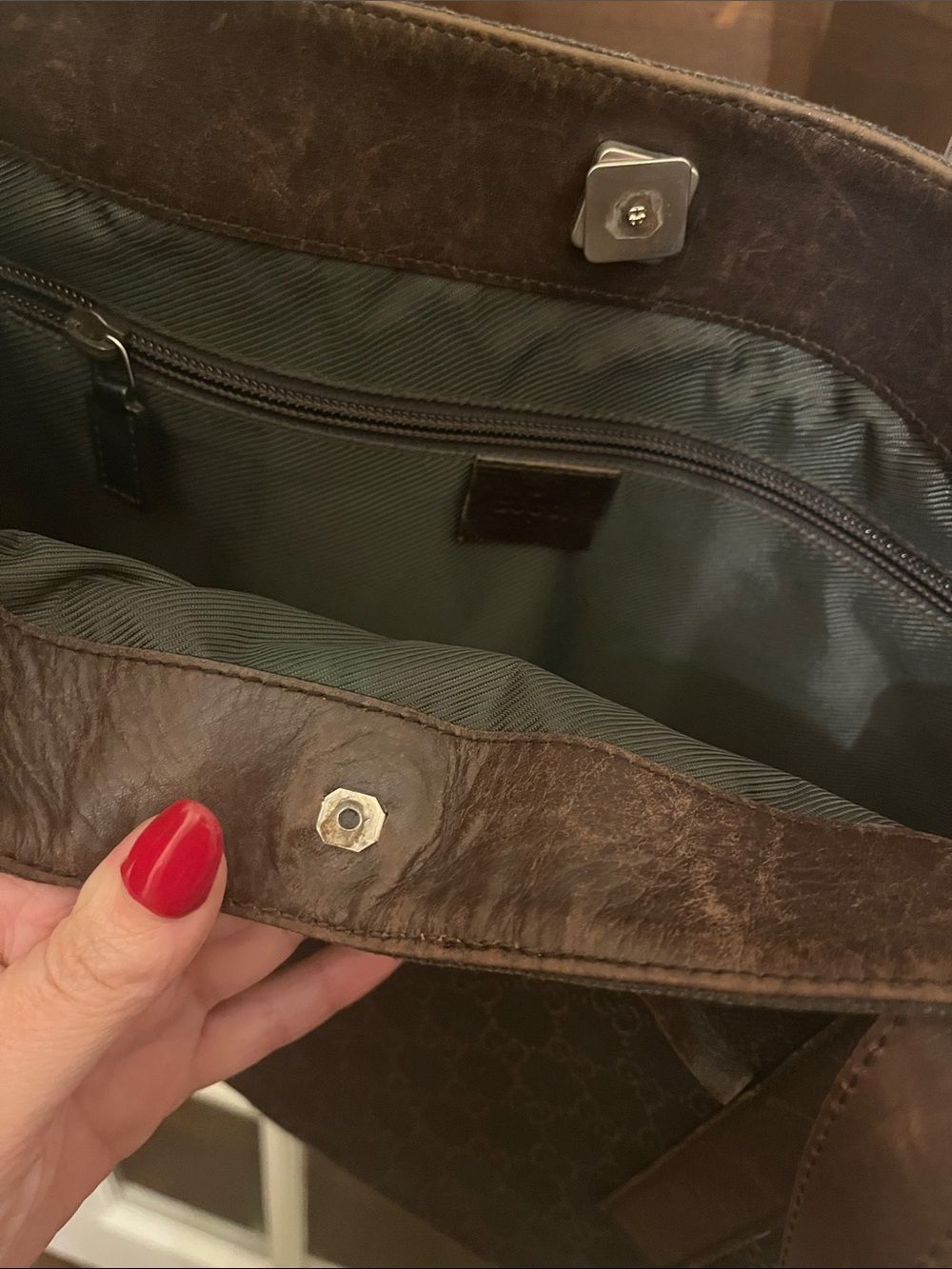 Gucci Brown Monogram Tote with Leather Straps - Picture 9 of 16